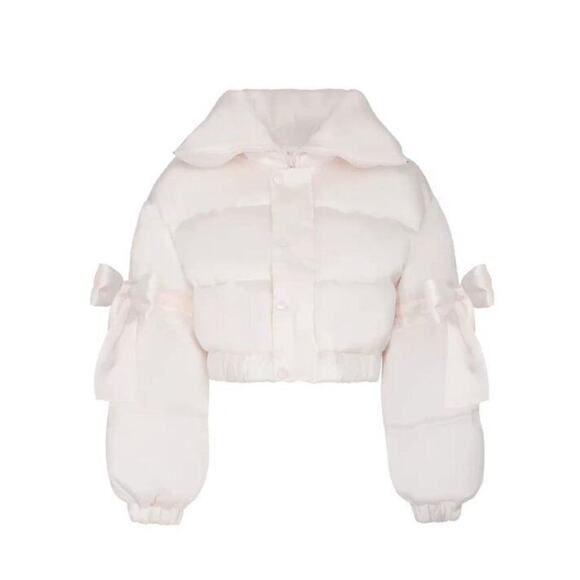 SELKIE Sz 2x Silk Strawberry Milk Marshmallow Puffer Coat Jacket NWT - Picture 10 of 14